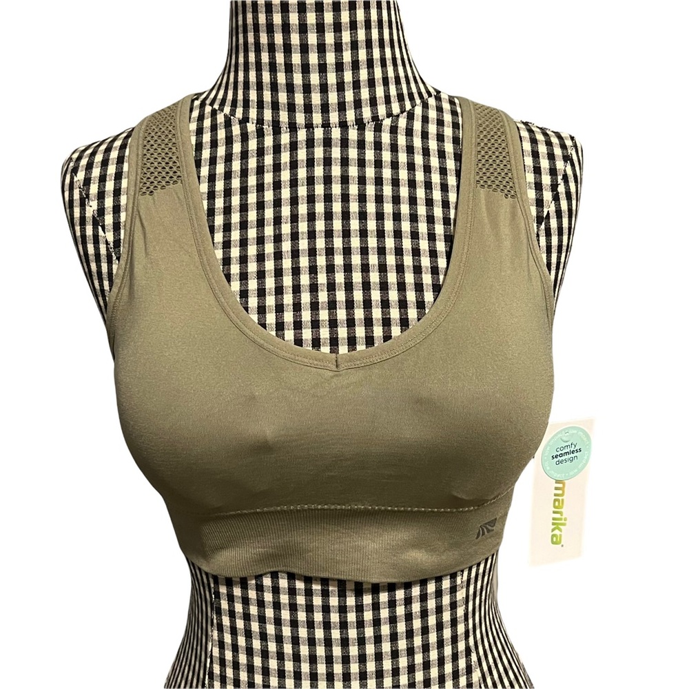 NWT Marika Vetiver Cathy Racerback Bra Medium Olive Green